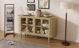 TREXM Farmhouse Sideboard Cabinet with Storage, Wood Buffet Cabinet with Glass Doors and Adjustable N715P264923D