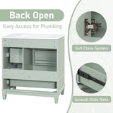 30" Bathroom Vanity with Sink, One Door with Shelf and Three Drawers, Soft Close Door, Light Green N759P225994G