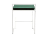 Fuji Contemporary Stackable Counter Stool in White with Green Velvet Cushion by LumiSource - Set of B202P222386