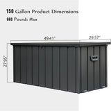 150 Gallon Outdoor Storage Deck Box Waterproof, Large Patio Storage Bin for Outside Cushions, Throw W1859131833