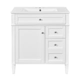 30'' Bathroom Vanity with Top Sink, Modern Bathroom Storage Cabinet with 2 Drawers and a Tip-out N710P250194K