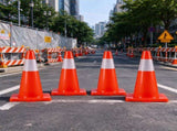 18 Inch Traffic Cones 12 Pack, Orange PVC Safety Road Cones with Reflective Collars and Stable Base 46200433