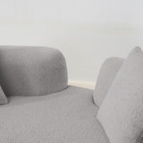 66.93 Inch Curved Loveseat Grey Full Compression Sponge Sofa, Teddy Velvet Fabric, No-Assembly W3612P332116