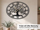 Black Tree of Life Decorative Wall Clock, 27 Non-Ticking Quartz Movement Easy to Read 86491355