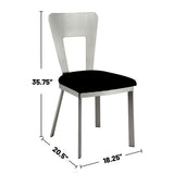 Set of 2 Microfiber and Metal Side Chairs in Silver and Black B016P156810