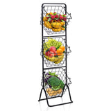 3-Tier Fruit Basket Stand - Removable Wire Bowls, Convertible to 1/2 Tier, Steel Frame with Non-Slip 35184437