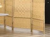 4-Panel 6ft Natural Wood Folding Screen Freestanding Room Divider for Home & Office 81614693