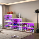 Off white Glass Door Shoe Box Shoe Storage Cabinet For Sneakers With RGB Led Light W1320P182115