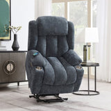 ZUN ACME Omarion Power Recliner w/Lift, Heating & Massage, Blue Velvet LV02996