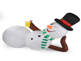 9.8 FT Lighted Christmas Inflatable Decoration, Large Inflatable Lying Snowman, Funny Blow Up Yard 20613284