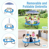 Kids Picnic Table Outdoor Activity Table With Umbrella -White 04049957