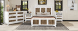 Farmhouse Wooden Platform Full Size Bed, Modern Platform Bed with Wooden Strip Decoration, Plywood WF530905AAK