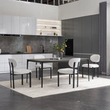 Modern Dining Room Chairs Set of 2, Mid-Century Upholstered Boucle Kitchen Dining Chairs with Black W3244P296972