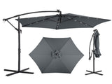 10FT Round Banana Hanging Patio Umbrella with 18 LED Lights, 6 Iron Ribs, Iron Straight & Curved 90913931