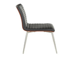 Mason Contemporary Dining/accent Chair with Swivel in Stainless Steel, Walnut Wood, and Black Faux B202P223605