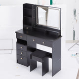 41" Large Size Left Drawer Desktop Vanity TableCushioned Stool, Extra Large Touch Control LED W3258P296794