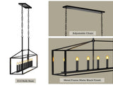 10 Lights Farmhouse Black Chandelier Rectangular Linear Pendant Lighting for Dining Room Kitchen 30643569