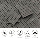 Wood Plastic Composite Deck Tiles Set of 20pcs, DIY Interlocking Decking Tiles, Floor Tile, Durable, W2805P205619