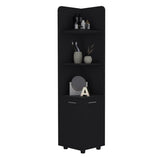 ZUN Malibu 62" Tall Double Door Corner Linen Cabinet with Four Shelves Black B200P240242