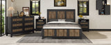 Farmhouse Wooden Platform Queen Size Bed, Modern Platform Bed with Wooden Strip Decoration, Plywood WF530906AAB