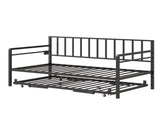 Twin Daybed with RGB LED Lights & Charging Station, Height Adjustable Day Bed Frame with Trundle, W2129P417631