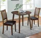 Cozy 3pc Set Round Table And 2x Side Chairs Walnut, Dark Brown Transitional Solid wood B011P162633