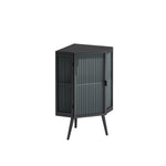 ZUN 22.25" Floor Coner Cabinet with Tempered Glass Door & Storage Shelves for Bathroom, Living Room, W757130158