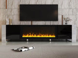 ON-TREND Modern TV Stand 34.2" Non-heating Electric Fireplace, High Gloss Entertainment Center 85586042