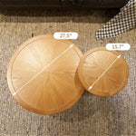 ZUN 2-Piece Modern Farmhouse Living Room Coffee Table Set, Stylish and Elegant Nesting Round Wooden 55240010