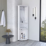 Corner Bar Cabinet Unit with Wine Glass Rack and Lower Cabinet, White B097P221375