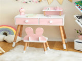 2-in-1 Kids Vanity Table Set with Detachable Mirror, Pink Dressing Table with Storage Shelf & 61595807