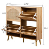 2 rows of 4 dump buckets with high feet arched rattan surface shoe cabinet density board with 90680718