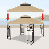 ZUN 10x10 Ft Outdoor Patio Gazebo Replacement Canopy,Double Tiered Gazebo Tent Roof Top Cover Only W41943487