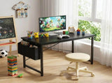 47" Home Office Desk for Small Spaces, Computer Desk with Storage Bag & Hook, Modern Simple Style 65640477