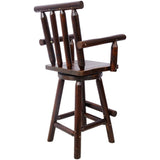 ZUN Rustic Bar Stool - Fir Wood Construction, Chair with Footrest,Wide Armrest, Rustic Kitchen Stool, W465P221173