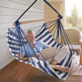 Hammock Hanging Canvas Porch Patio Swing Seat Portable Camping Rope Seat Wooden Stick Hammock 85262988