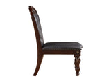 Formal Chairs Set of 2 Cherry Finish Button-Tufted Faux Leather Upholstered Traditional B011P168157