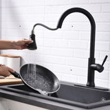 ZUN FLG Touch-On Kitchen with Pull Down Sprayer Single Handle Brass Touch Activated Kitchen Sink W1932123652