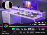 LED Light Strips Elevate your workspace or gaming setup with RGB LED lighting on the black desk. 60544948