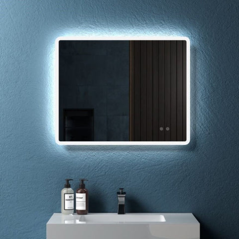 ZUN 24" W x30 " H Modern Wall Mounted LED Backlit Anti-Fog Rounded Rectangular Bathroom Mirror with US W1865108994