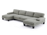 U-Shaped Convertible Sectional Sofa with 2 Short Chaise Lounges, 4-Seater Modular Chenille Fabric 14447518