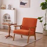 Solid Wood Armrest Teddy Velvet Simple Single Indoor Lounge Chair Backrest Burnt Orange 87153687