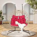 ZUN 2 Person Outdoor Rattan Hanging Chair Patio Wicker Egg Chair W874P146264