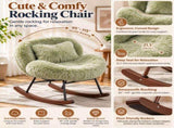 25.59"W x 33.66"D x 29.53"H Indoor Plush Rocking Chair, Soft Fluffy Lounge Rocker with White Metal 96056141