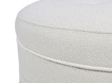 Yolanda 24" Round Upholstered Accent Ottoman, Alabaster Off White Tweed B2719P238167