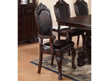 Gorgeous Formal Set of 2 Arm Chairs Brown Color Rubberwood Dining Room Furniture Faux Leather B01180915