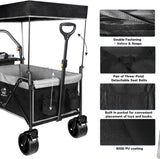 Collapsible Wagon Heavy Duty Folding Wagon Cart with Removable Canopy, 4" Wide Large All Terrain 27662772