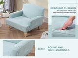 Modern Accent Chair with Retro Wooden Legs & Nailhead Trim, Small Fabric Club Chair, Comfy W3042P262915
