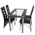 ZUN 5 Pieces Dining Table Set for 4, Kitchen Room Tempered Glass Dining Table, 4 Chairs, Black,Table 03640363