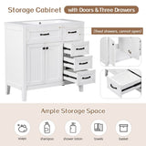 ZUN 36" Bathroom Vanity with Sink Combo, White Bathroom Cabinet with Drawers, Solid Frame and MDF Board 89214265